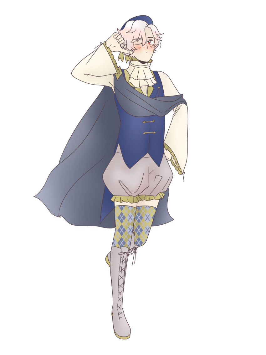 1boy, boots, dream_e, full_body, highres, looking_to_the_side, male_focus, mellopyon