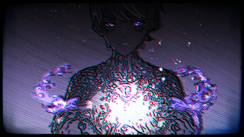 1boy, androgynous, dream_e, galahad, galahad_exe, glitch, highres, looking_at_viewer