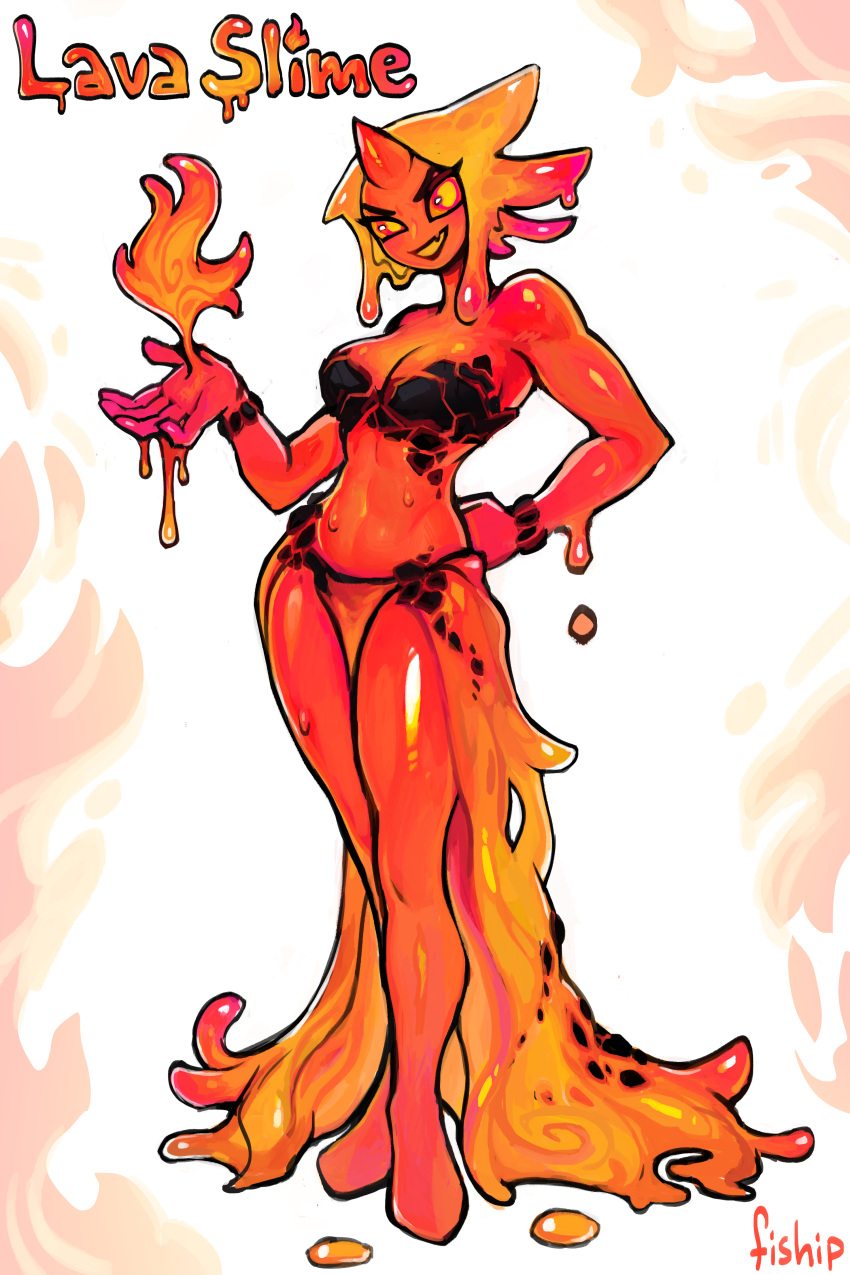1girl, :d, absurdres, artist_name, breasts, dangerous_beast, elemental_(creature), english_commentary