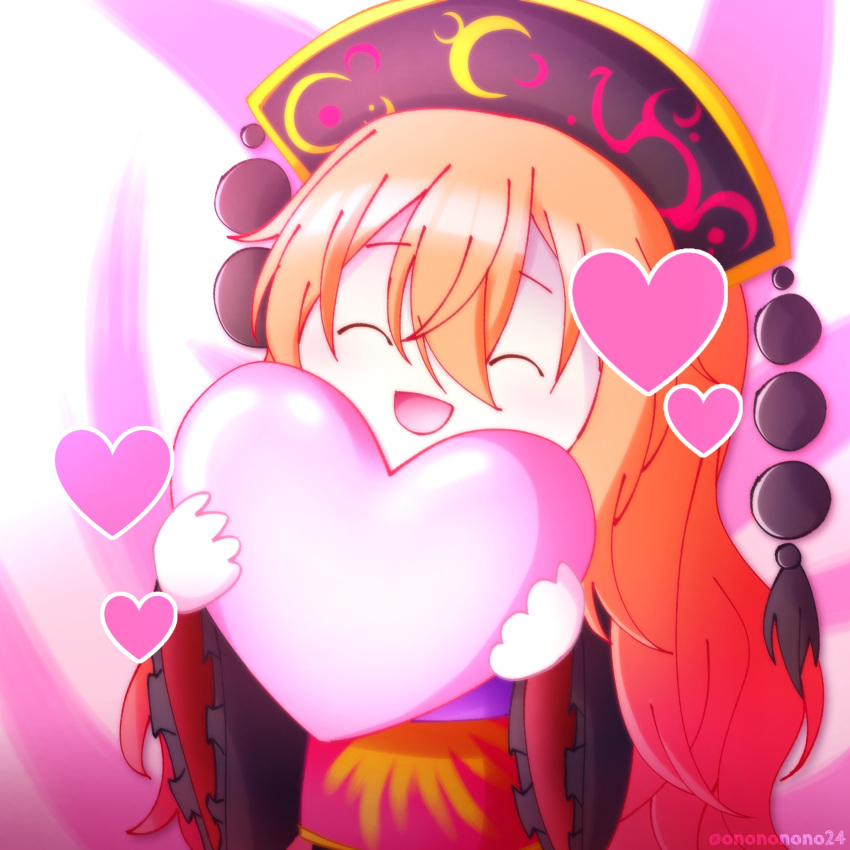 1girl, ^_^, bangs, black_headwear, blush, chibi, closed_eyes, cowboy_shot