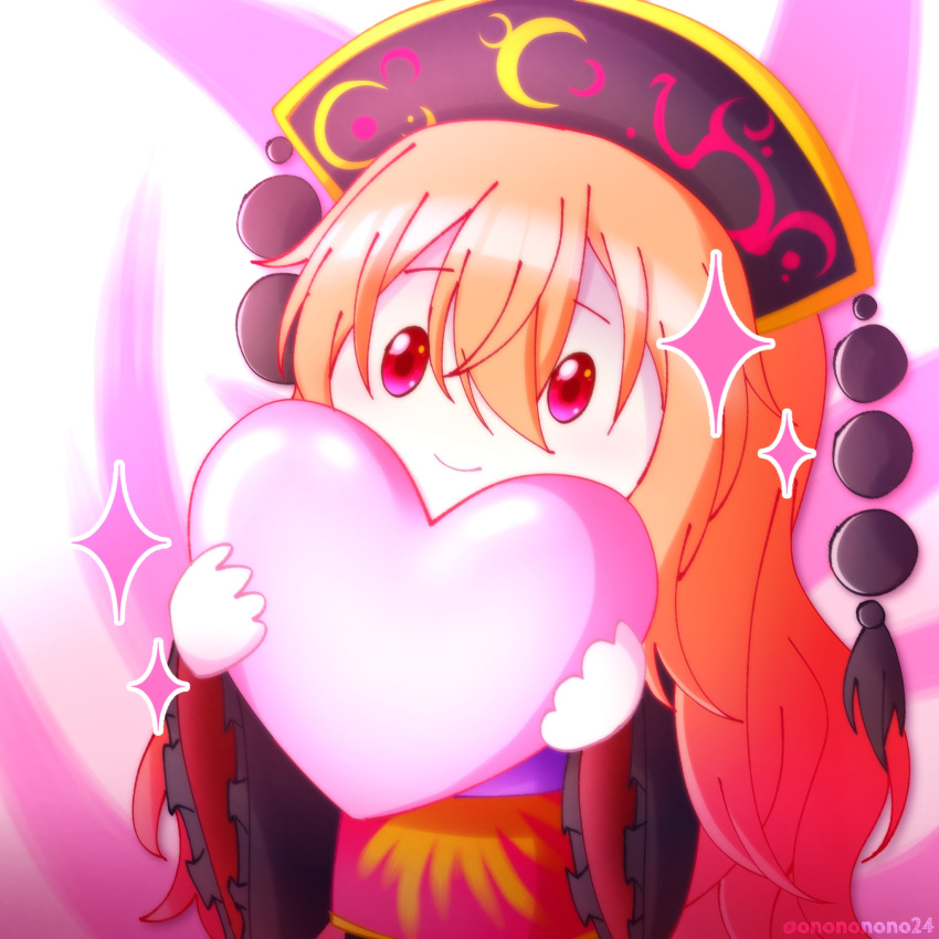 1girl, bangs, black_headwear, blush, chibi, cowboy_shot, crescent_print, energy