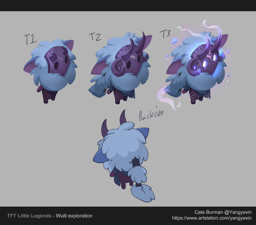 absurdres, artist_name, copyright_name, from_behind, glowing, glowing_eyes, grey_background, highres