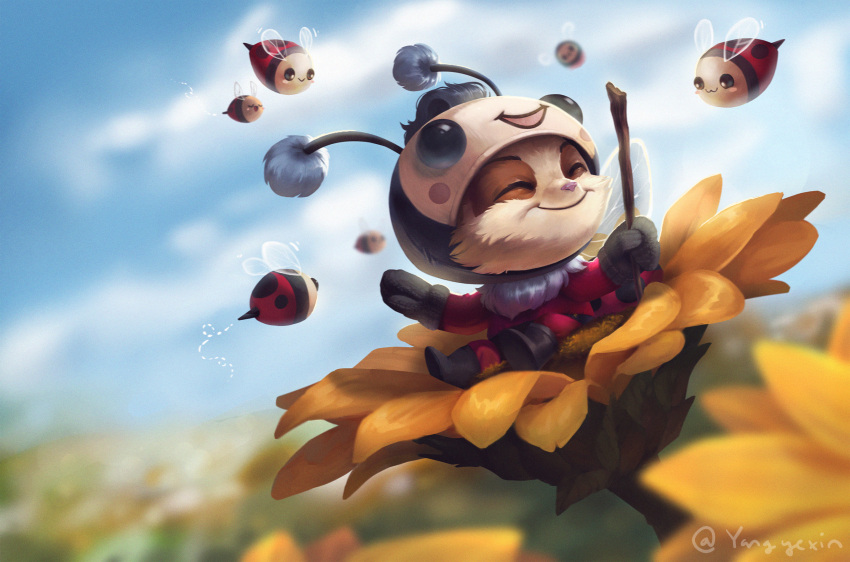 :3, :d, alternate_color, animal, bangs, bee, bee_hat, beemo