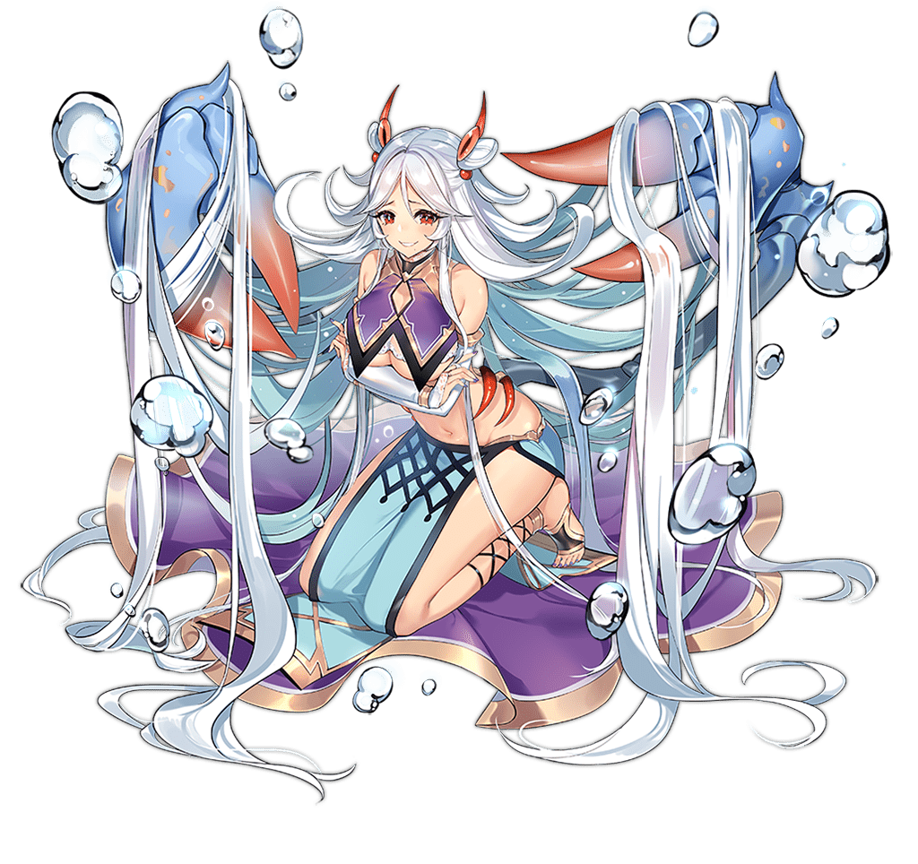 1girl, absurdly_long_hair, ark_order, arthropod_girl, bangs, blue_skirt, bracelet, breast_curtains