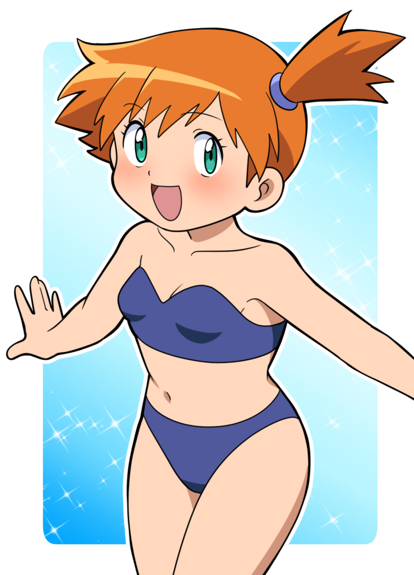 1girl, armpits, asymmetrical_hair, bare_shoulders, bikini, blush, breasts, child