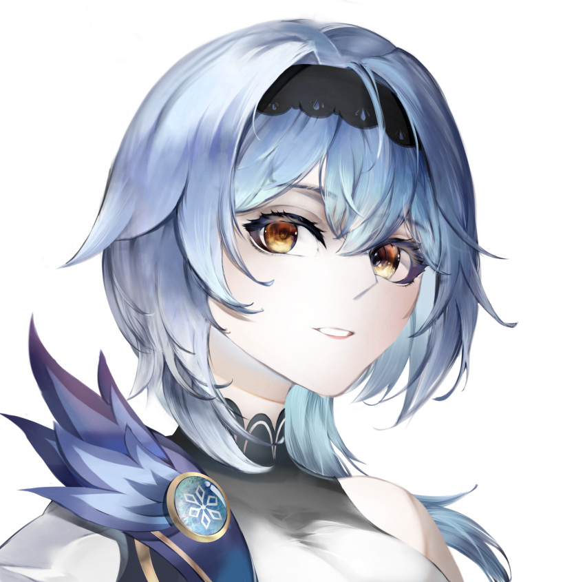 1girl, absurdres, bangs, bare_shoulders, black_hairband, blue_hair, chinese_commentary, commentary_request