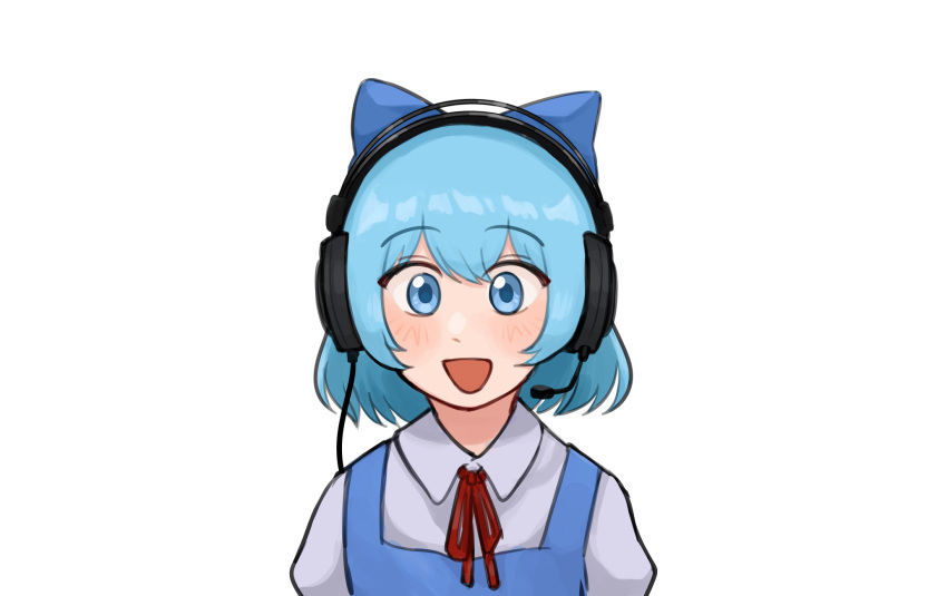1girl, :d, blue_bow, blue_eyes, blue_hair, blue_skirt, bow, cable