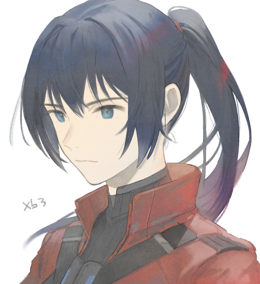1boy, absurdres, bangs, black_hair, blue_eyes, fujie_xy, hair_tie, highres