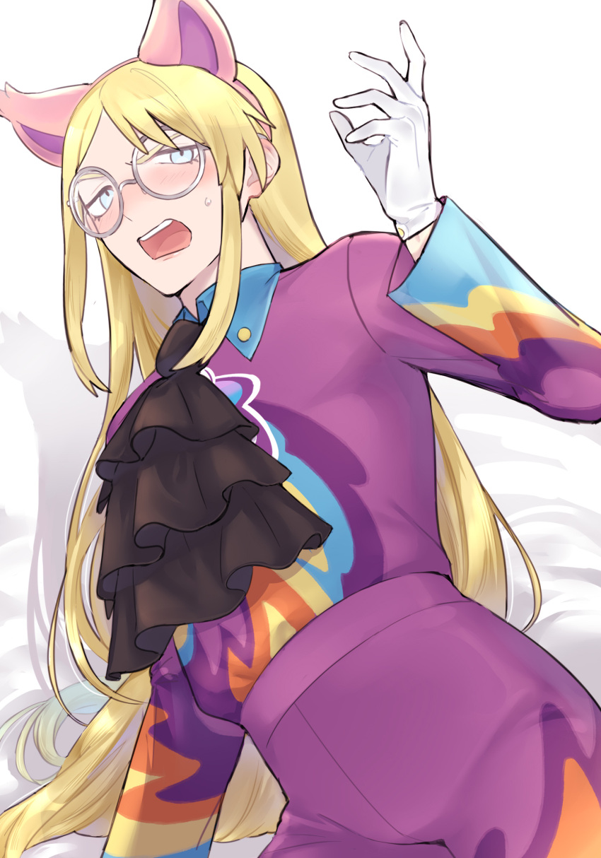 1boy, avery_(pokemon), bangs, blonde_hair, blue_eyes, blush, brown_jabot, collared_shirt