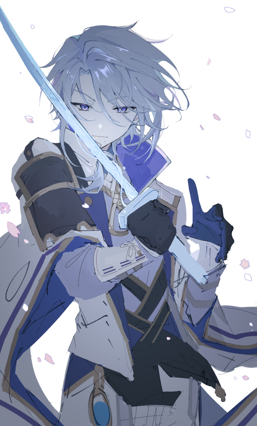 1boy, armor, bangs, black_gloves, closed_mouth, eyebrows_visible_through_hair, genshin_impact, gloves
