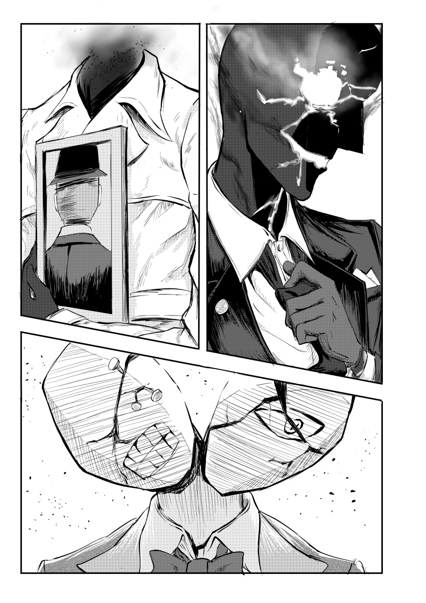 3boys, absurdres, adjusting_clothes, adjusting_necktie, black_suit_(blue_archive), blue_archive, bow, bowtie