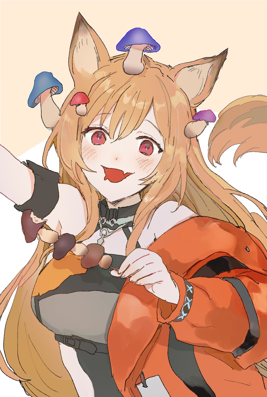 1girl, animal_ears, arknights, arm_up, bangs, blush, breasts, ceobe_(arknights)