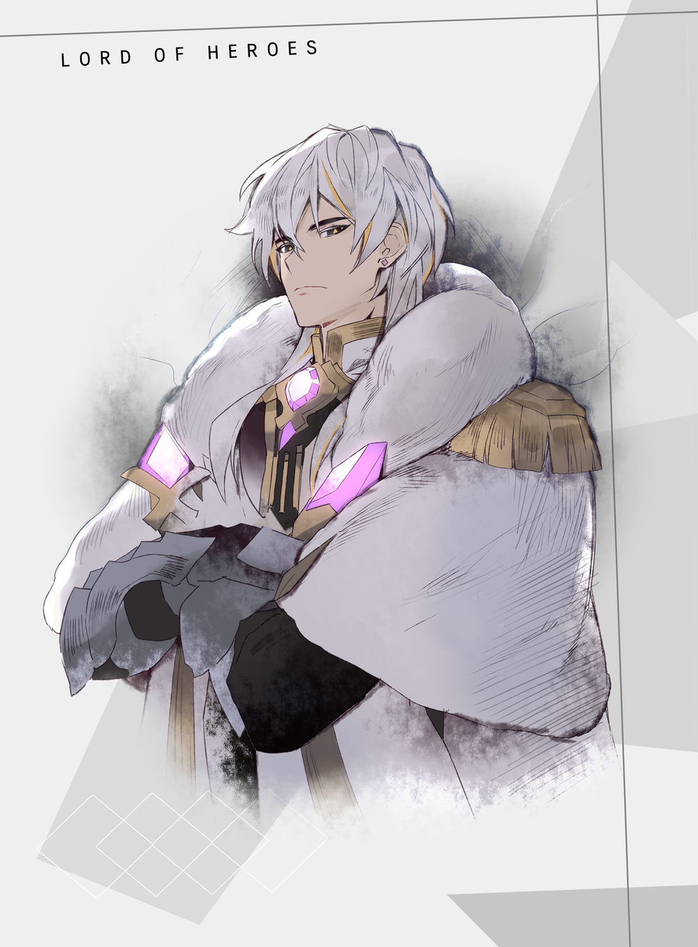 1boy, black_eyes, clover_games, crossed_arms, formal, glaring, highres, jacket