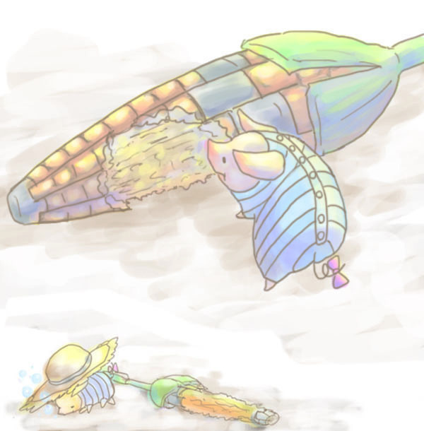 gunlance, hat, iso, monster_hunter, pig, poogie, weapon