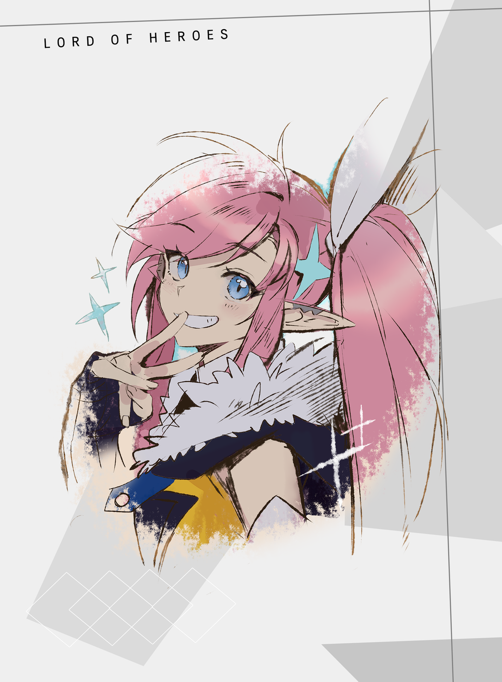 1girl, blue_eyes, blush, clover_games, elf, highres, looking_at_viewer, lord_of_heroes