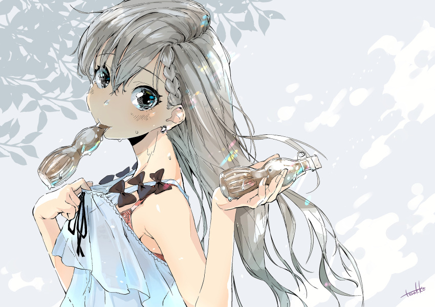 1girl, dripping, gray_eyes, hisakawa_hayate, ice_cream, idolmaster, idolmaster_cinderella_girls, idolmaster_cinderella_girls_starlight_stage