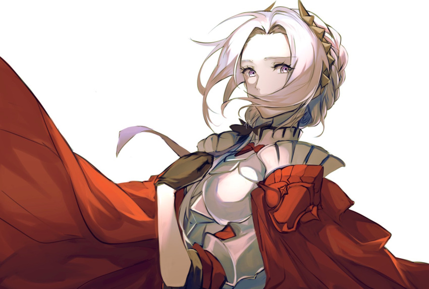 1girl, alternate_costume, alternate_hairstyle, armor, axe, breastplate, breasts, cape