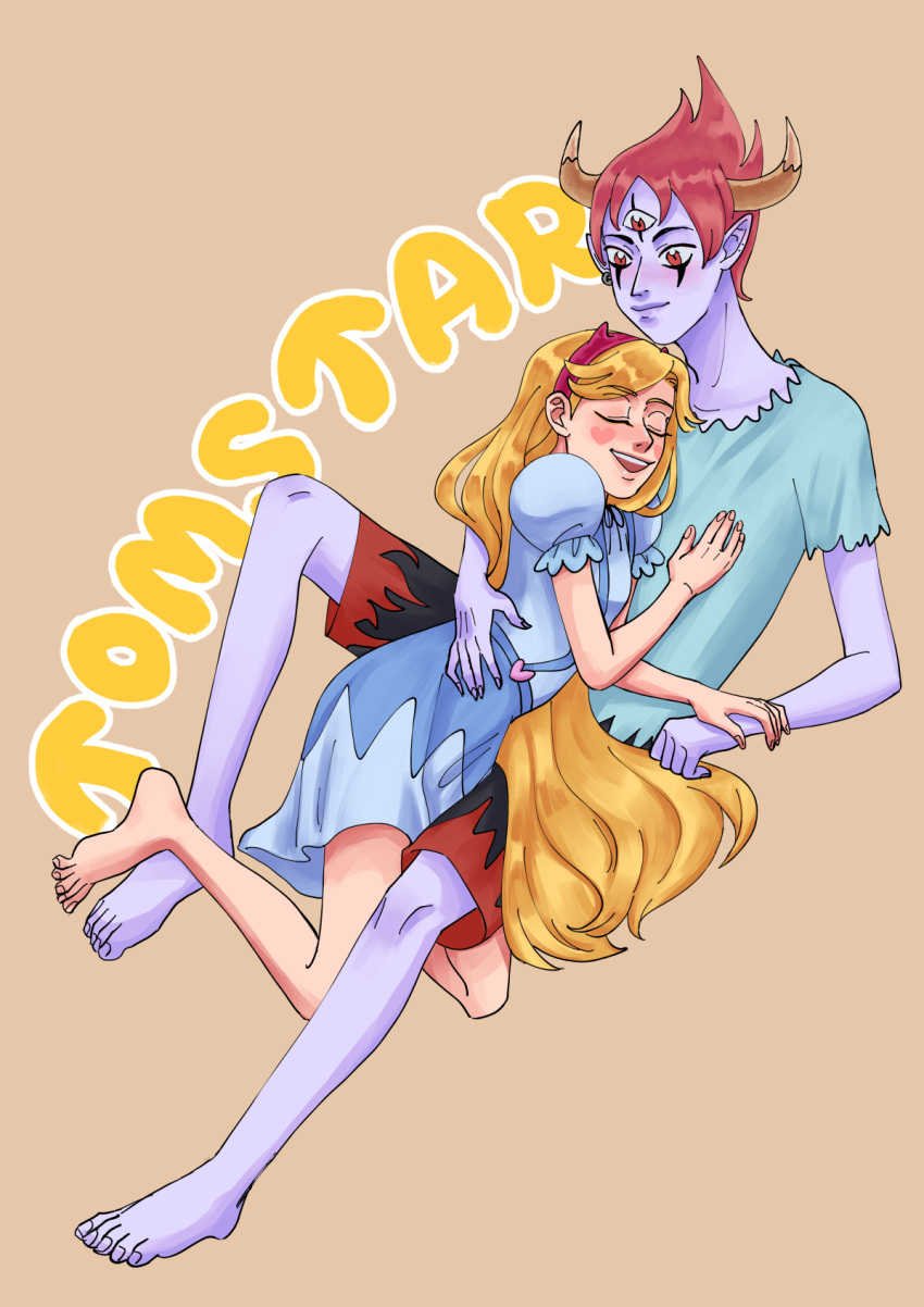 1boy, 1girl, blonde_hair, couple, red_eyes, redhead, star_butterfly, star_vs_the_forces_of_evil