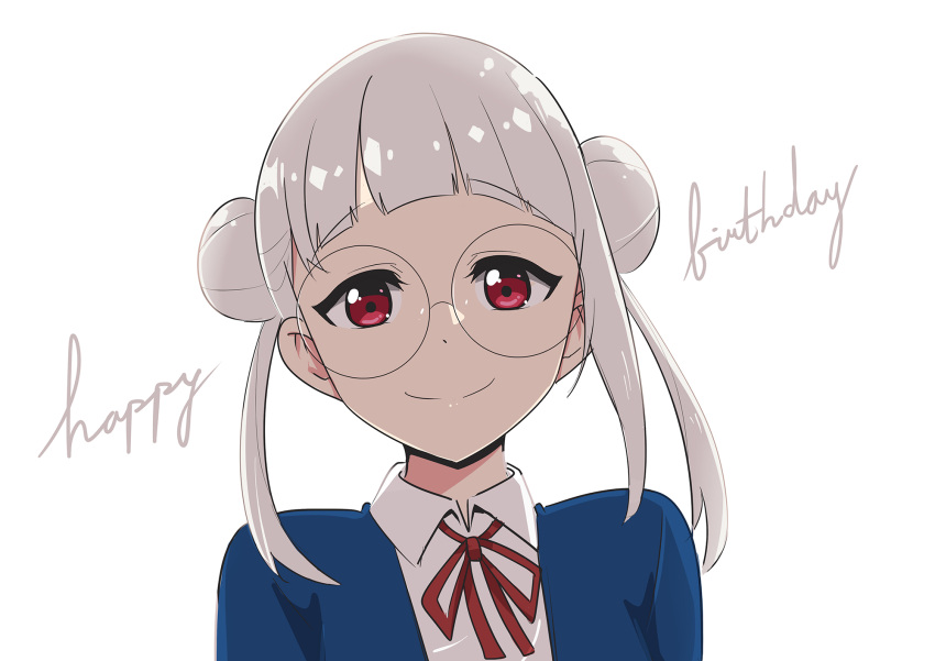 1girl, arashi_chisato, bangs, birthday, commentary, double_bun, english_text, eyebrows_visible_through_hair