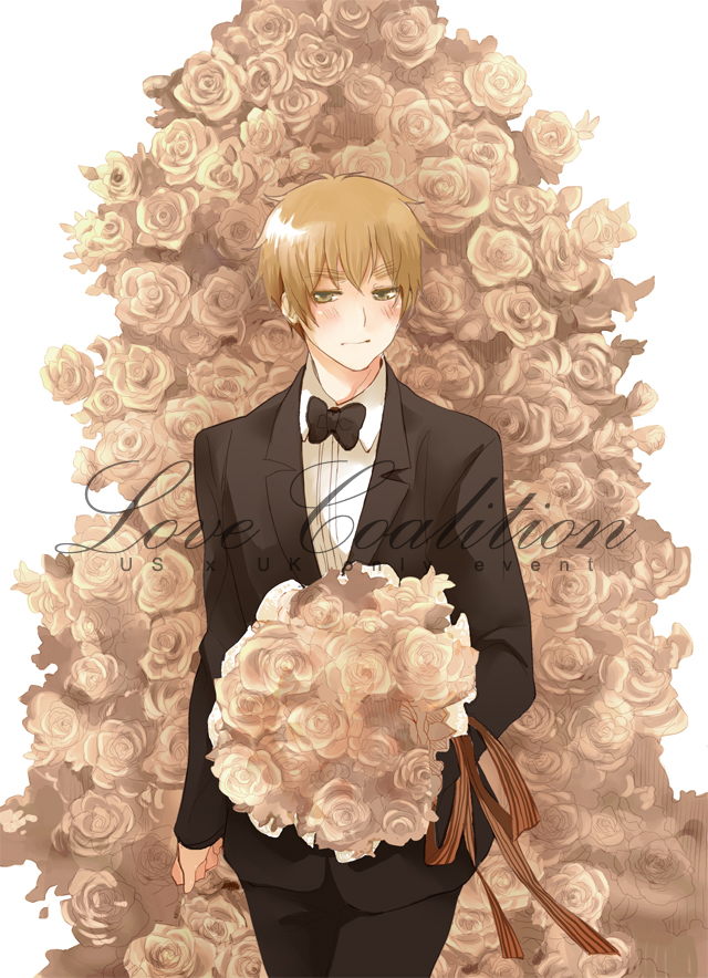 axis_powers_hetalia, blonde_hair, flower, formal, male, mindcreator, nair, solo