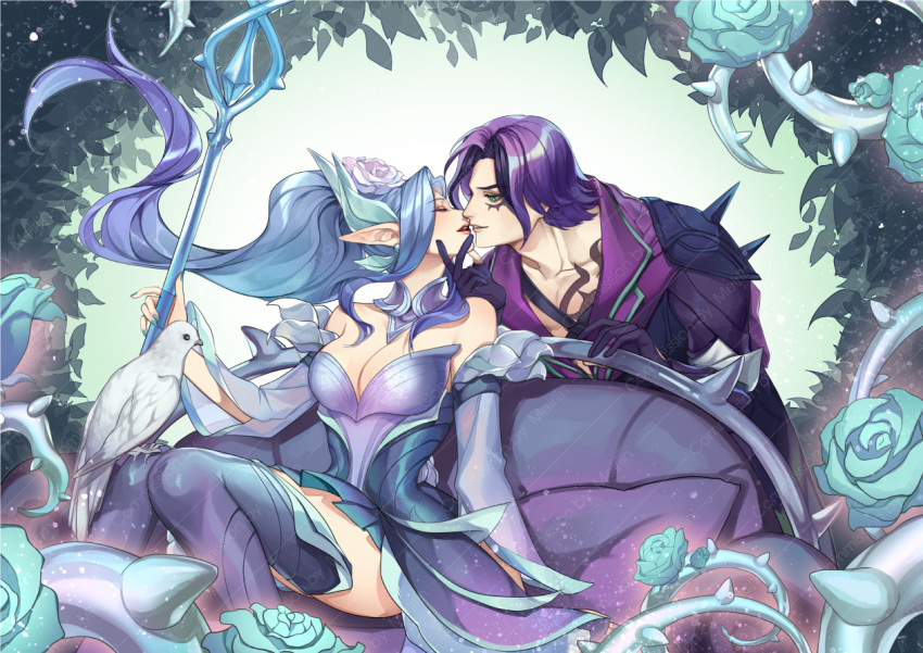 janna_(league_of_legends), league_of_legends, non-web_source, talon_(league_of_legends), whitered_rose