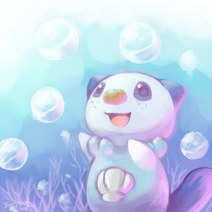 bubble, effier_kyo, freckles, no_humans, oshawott, pokemon, pokemon_(creature), pokemon_(game)