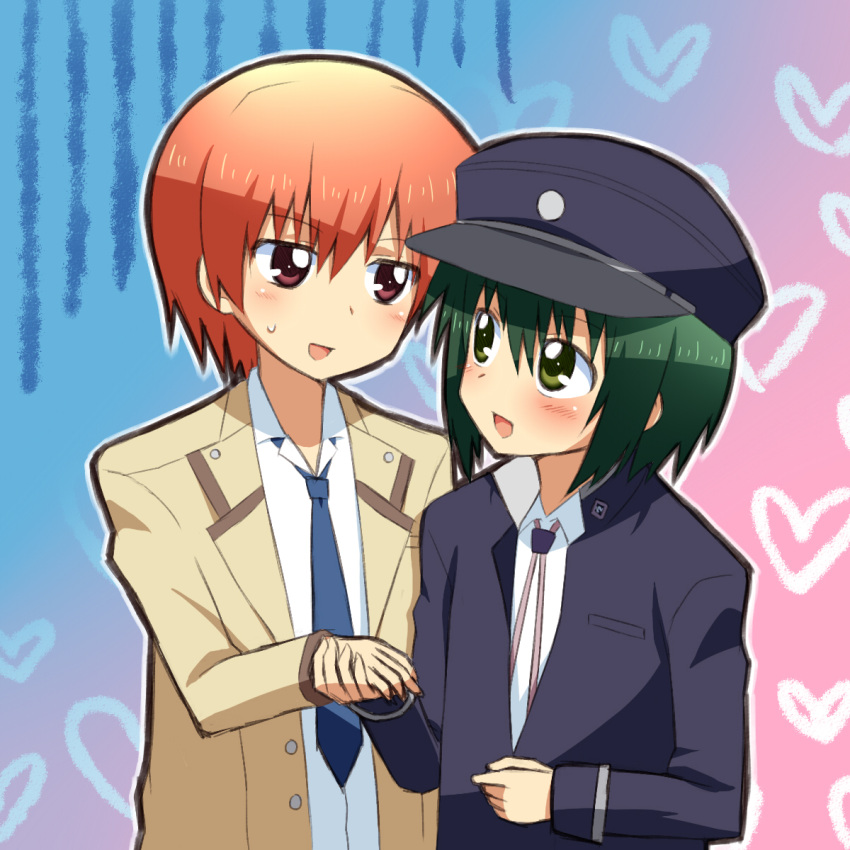 hat, highres, komeko5, naoi_ayato, necktie, otonashi_(angel_beats!), school_uniform, yaoi