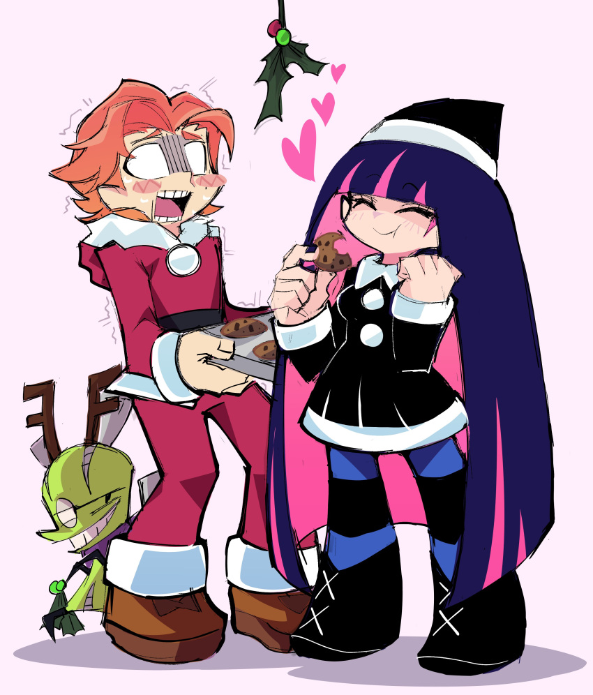 absurdres, brief_(psg), chuck_(psg), highres, ink_(ink01_), mistletoe, panty_&amp;_stocking_with_garterbelt, stocking_(psg)