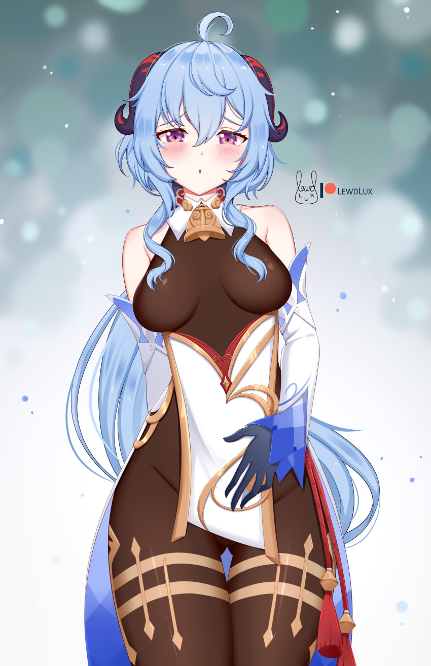 1girl, absurdres, ahoge, artist_name, ass_visible_through_thighs, bangs, bare_shoulders, bell