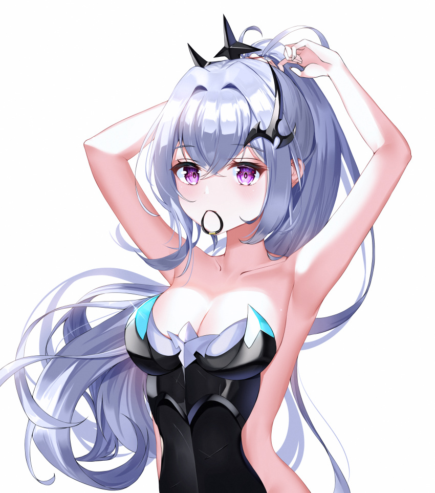 1girl, absurdres, armpits, breasts, chanpower233, crown, epic_seven, grey_hair