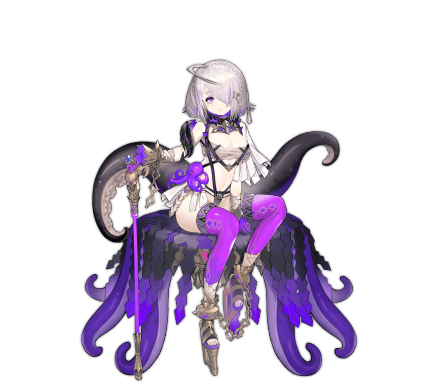 1girl, ahoge, ark_order, bandaged_arm, bandages, black_panties, braid, cane