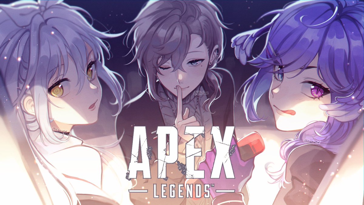 1boy, 2girls, apex_legends, black_cardigan, black_sweater, blue_eyes, braid, cardigan
