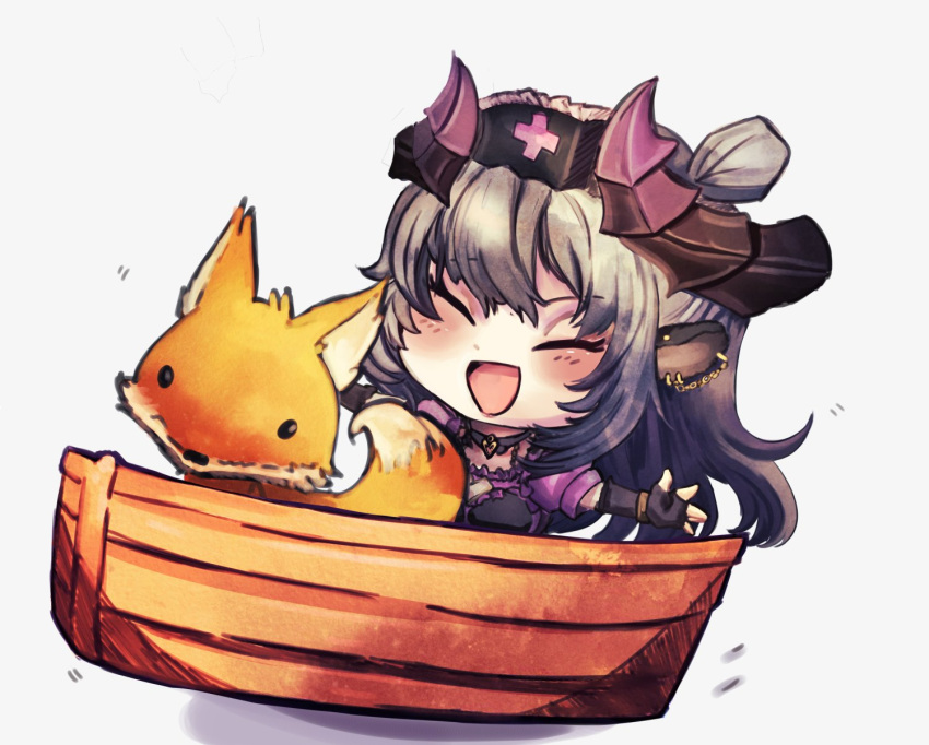 1girl, ^_^, animal_ears, bangs, black_choker, black_gloves, blush, boat