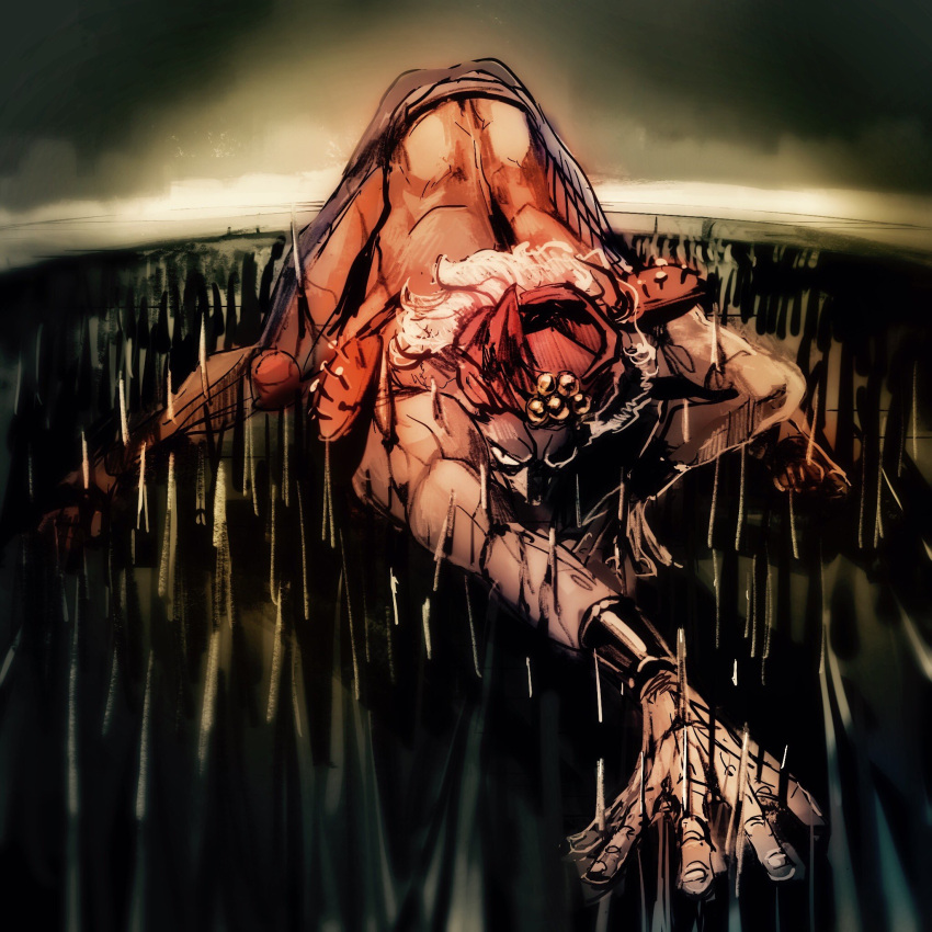 1boy, all_fours, battle_tendency, bracer, chocoblood, esidisi, hat, highres