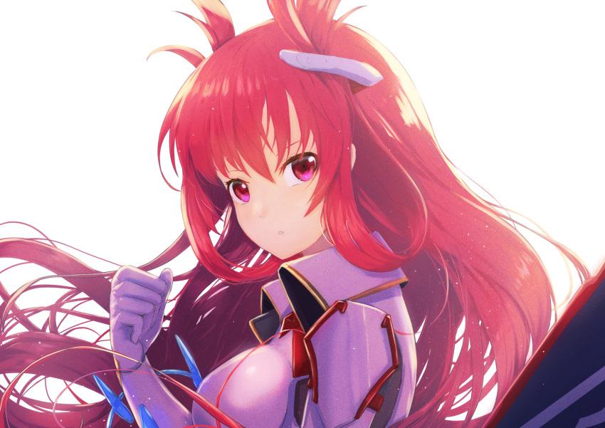 1girl, armor, bodysuit, breasts, commentary, hair_ornament, hairclip, highres