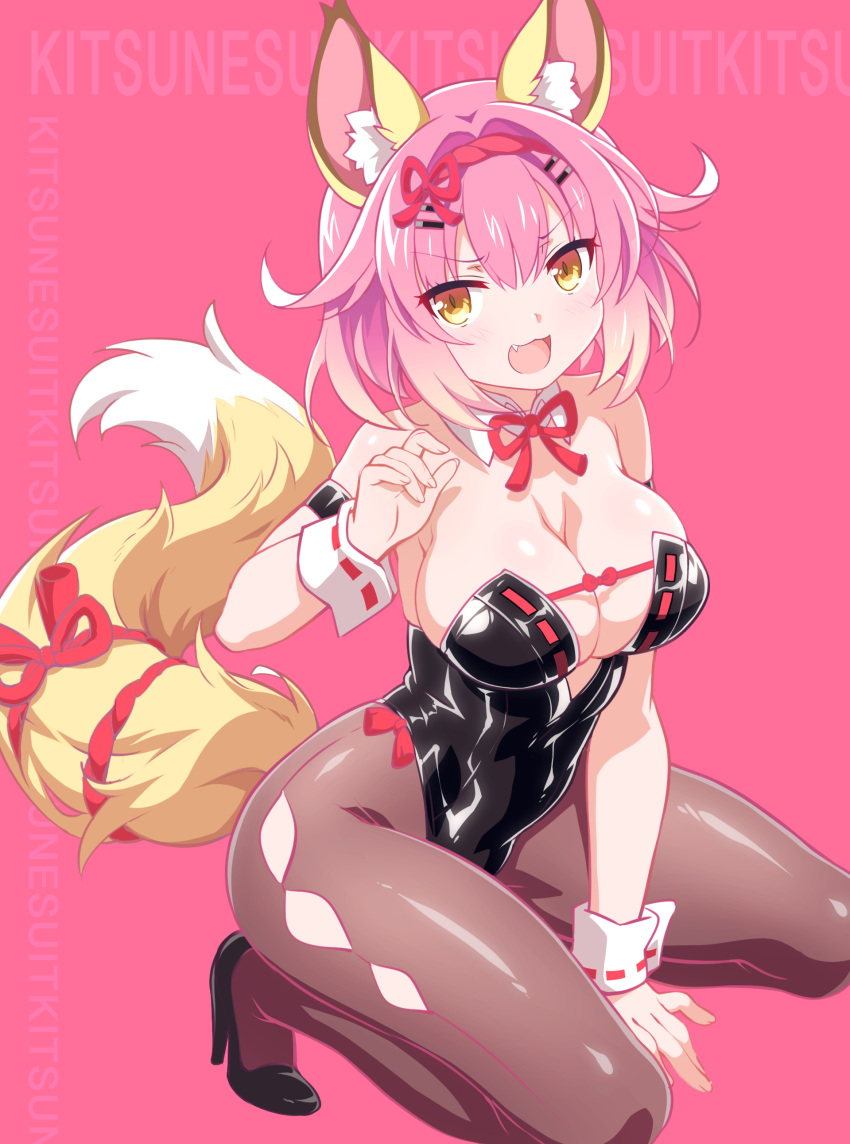 1boy, absurdres, animal_ear_fluff, animal_ears, argyle, argyle_cutout, black_leotard, bow