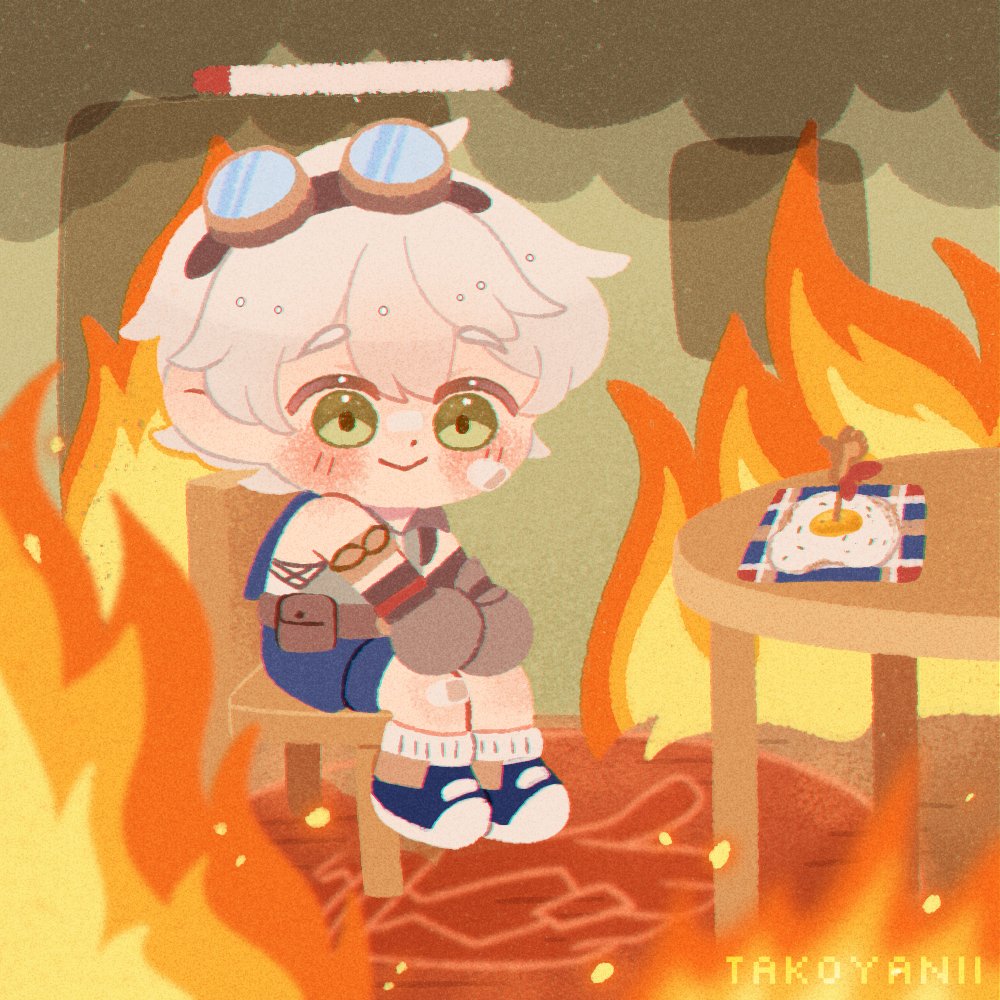 1boy, arm_scarf, bandaid, bandaid_on_face, bandaid_on_nose, bennett_(genshin_impact), black_shorts, brown_gloves