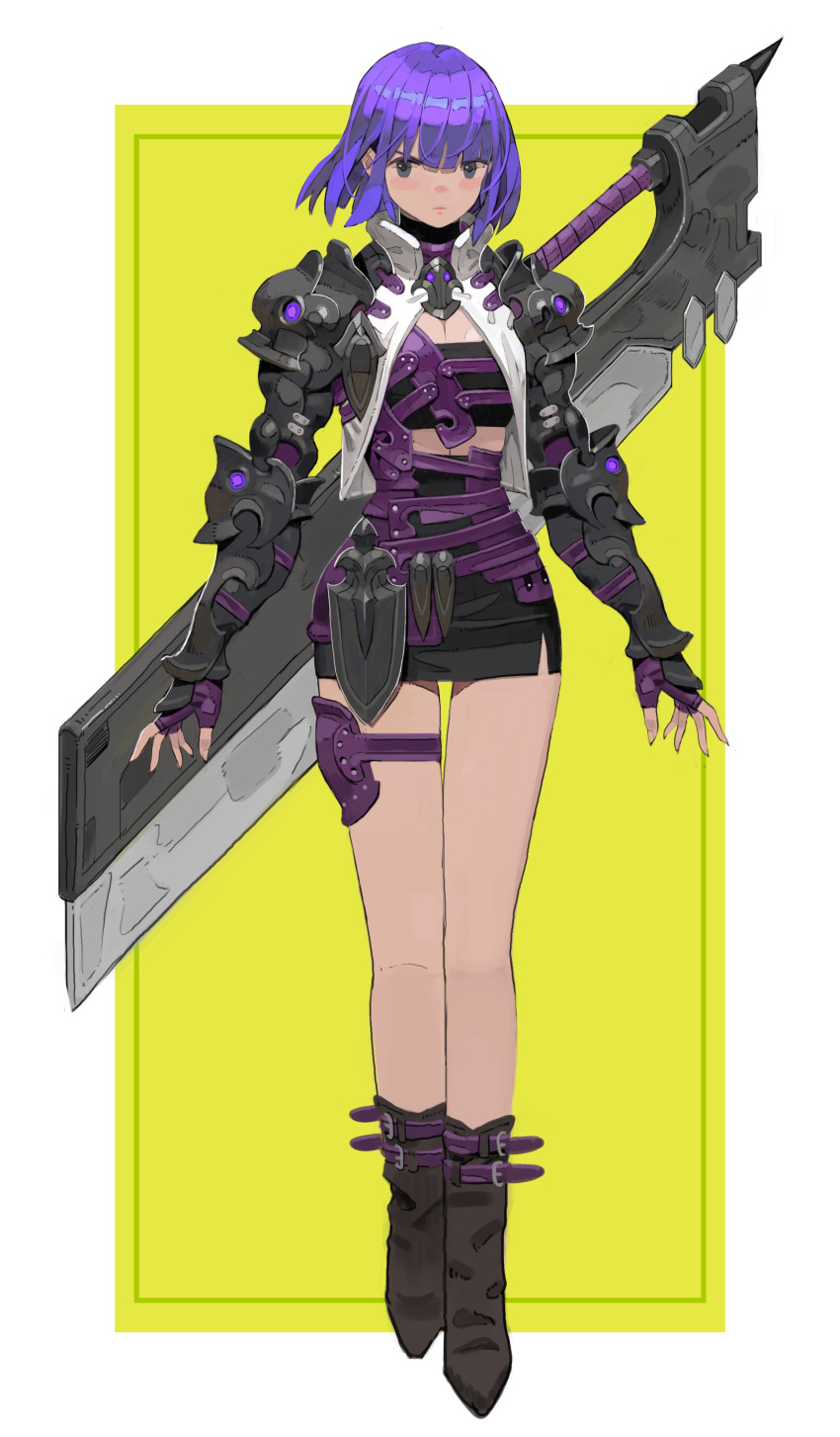 1girl, absurdres, armor, arowana2111, bangs, black_armor, blunt_bangs, blush