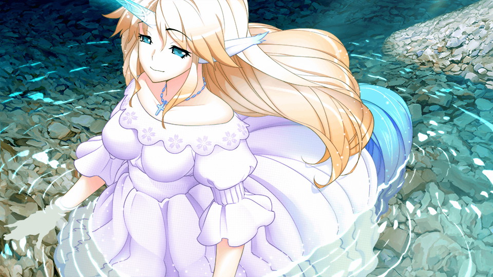 1girl, animal_ears, artist_request, bangs, blonde_hair, blue_eyes, breasts, centaur