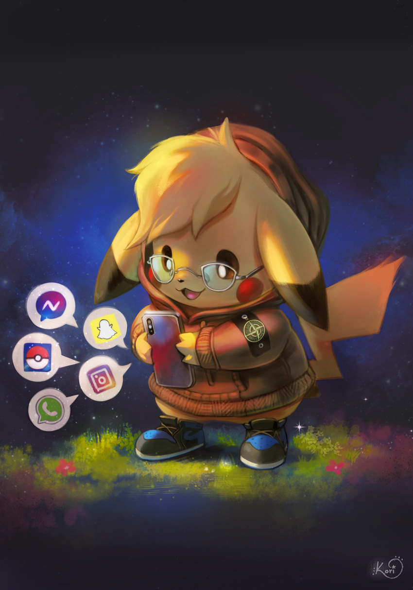 :3, absurdres, animal_focus, artist_name, bangs, black_footwear, blonde_hair, blush_stickers