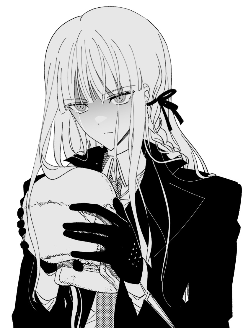 1girl, bangs, braid, closed_mouth, collared_shirt, danganronpa:_trigger_happy_havoc, danganronpa_(series), gloves