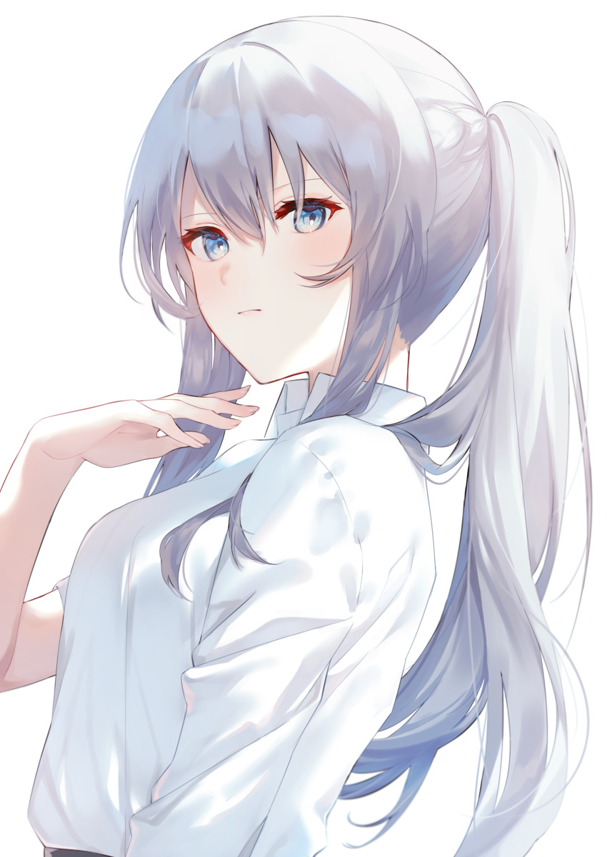 1girl, absurdres, bangs, blue_eyes, closed_mouth, collared_shirt, eyebrows_visible_through_hair, fate/grand_order