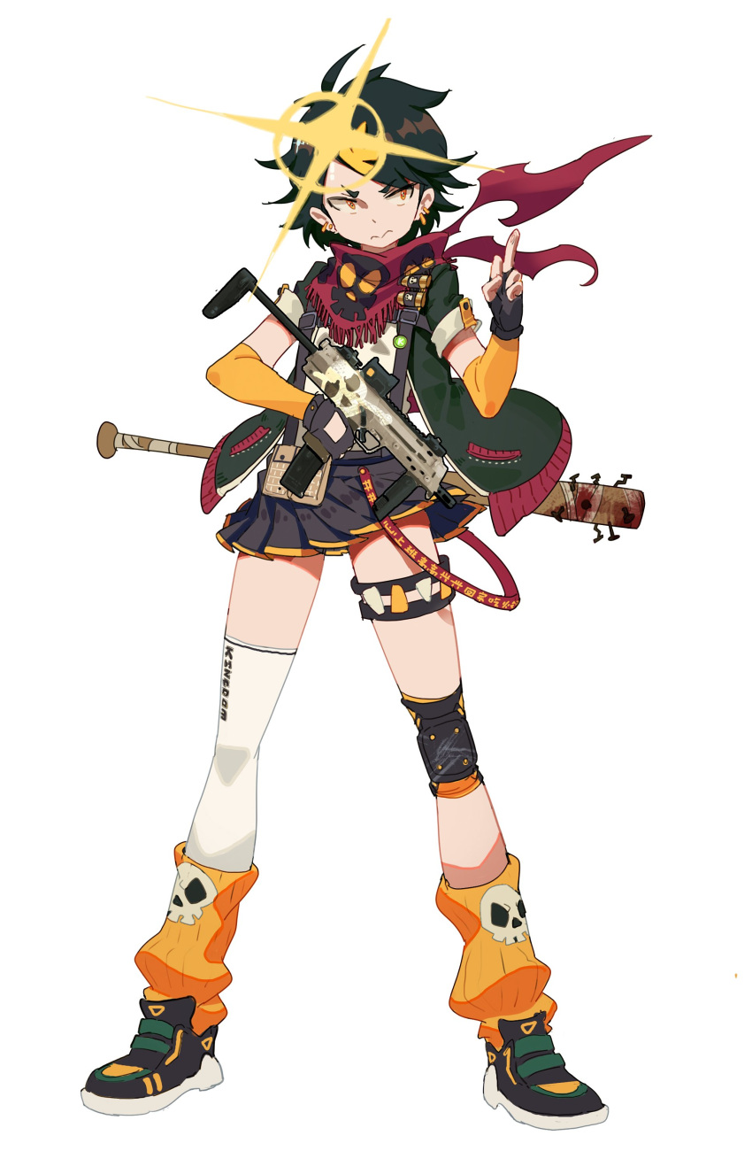 1girl, 3:, absurdres, ahoge, baseball_bat, bat, black_hair, chinese_commentary