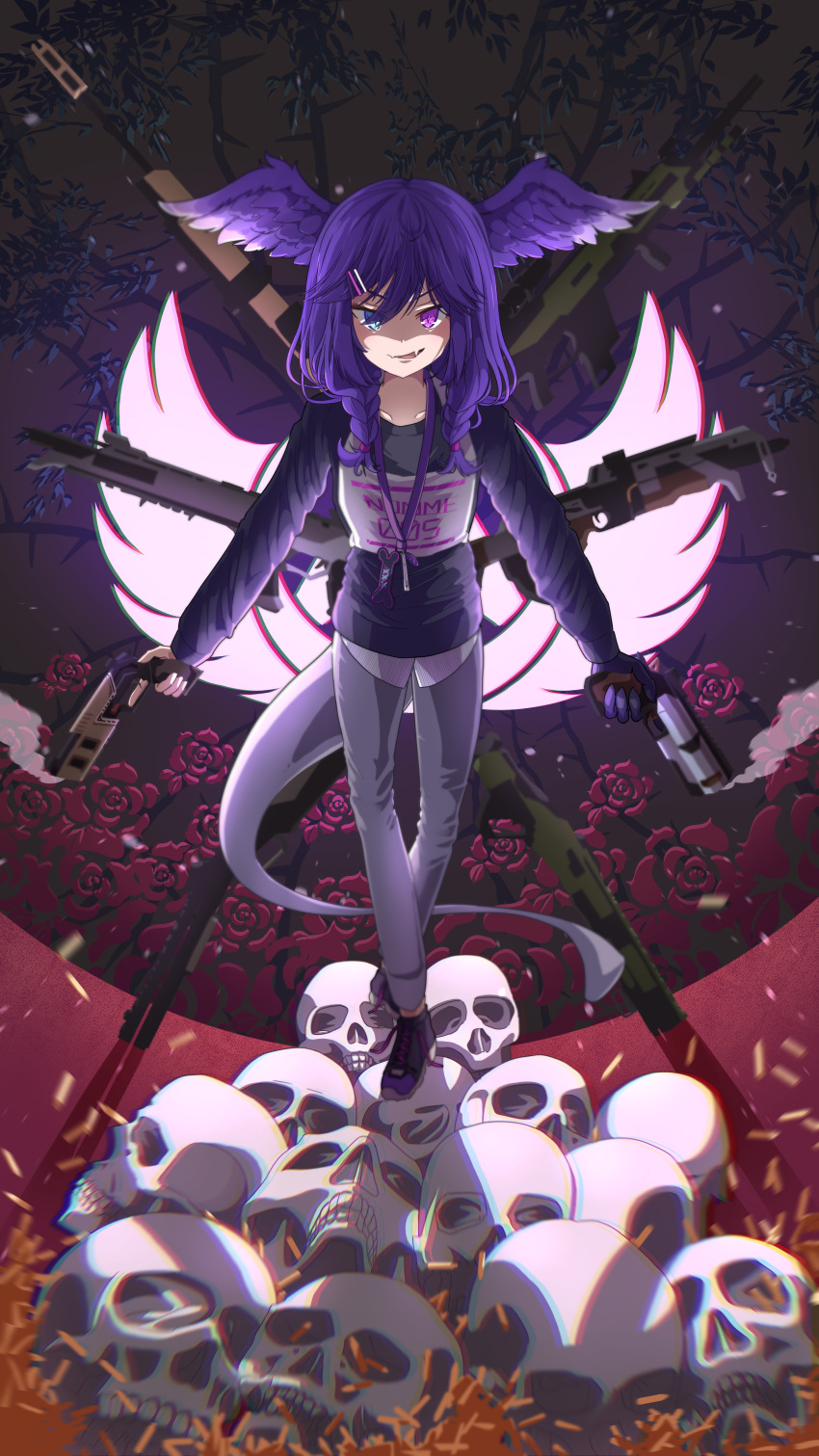 1girl, absurdres, apex_legends, assault_rifle, b3_wingman, black_sweater, blue_eyes, braid