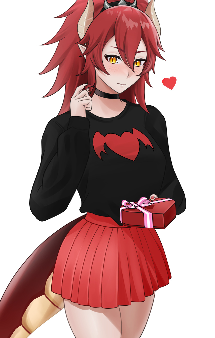 1girl, absurdres, bangs, black_choker, black_sweater, blush, bow, box