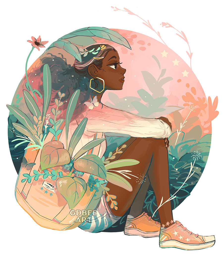 1girl, aqua_hair, artist_name, bag, blue_shorts, brown_eyes, bug, butterfly