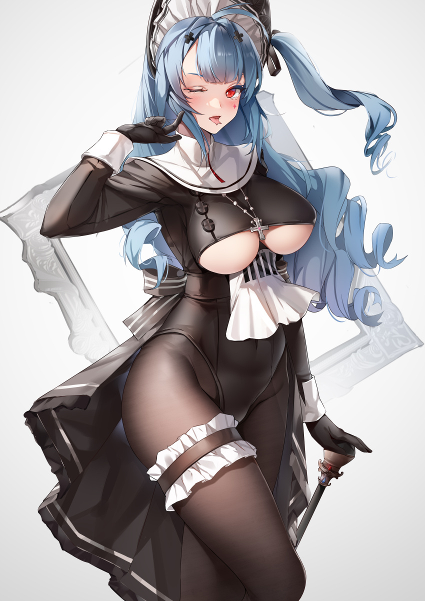 1girl, absurdres, ahoge, arm_at_side, azur_lane, bangs, black_bow, black_dress