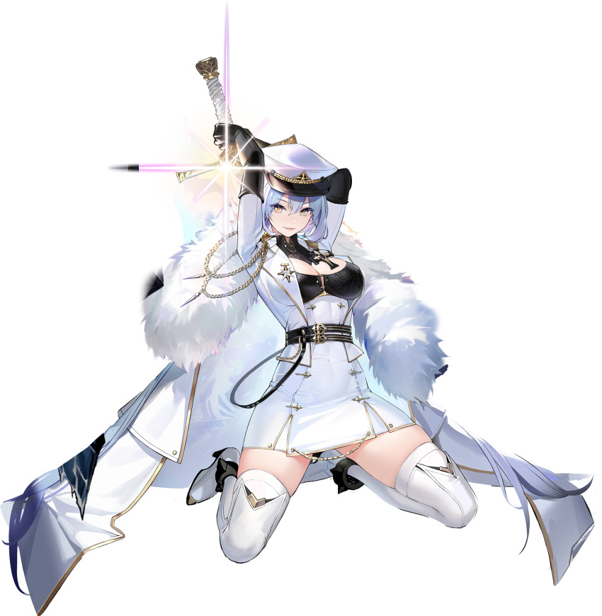 1girl, arkhangelsk_(azur_lane), artist_request, azur_lane, bangs, black_gloves, blue_hair, boots