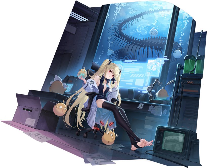 1girl, artist_request, azur_lane, bare_shoulders, black_gloves, black_legwear, blonde_hair, breasts