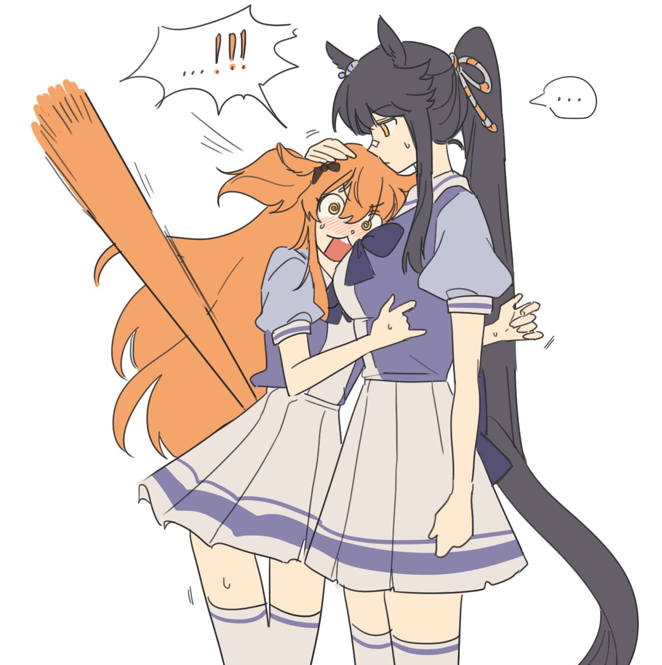!, ..., @_@, animal_ears, arm_at_side, bandaid, bandaid_on_face, bandaid_on_nose